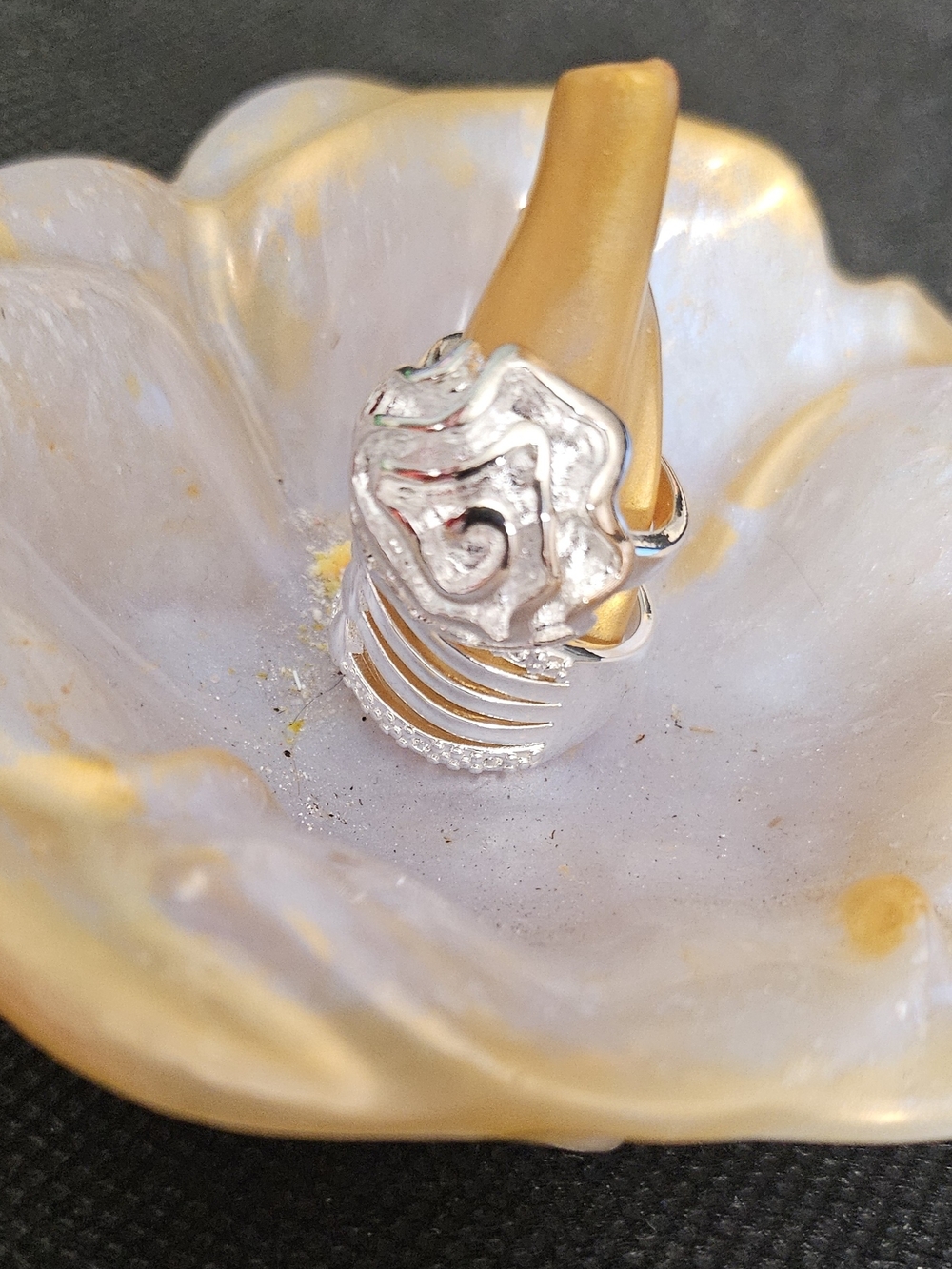 Silver Floral Statement Ring - Silver Women Jewelry